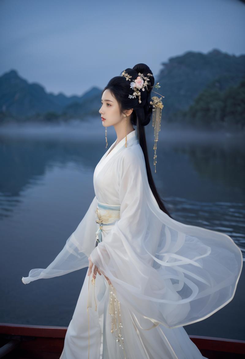 01892-401191403-(white_1.3)_Sitting on the small boat, very melancholic, watching(She performs in various settings such as a flower boat, courty.png